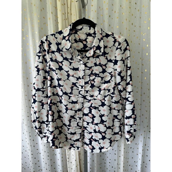 Skies Are Blue Women's Floral Girly Long Sleeves Button Down Blouse Petite S - Picture 2 of 7